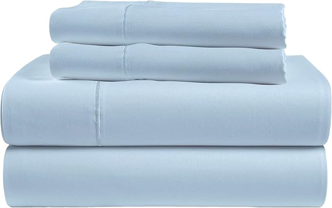Tencel Sheets 4 Piece King Size - 100% Eucalyptus Lyocell King Size Sheets Set - Soft, Cooling & Breathable for Hot Sleepers - 16” Deep Pockets Hotel Quality Bedding Set - SkyBlue