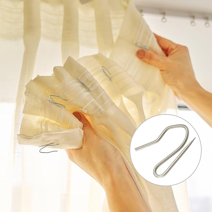 Hotop 30 Pcs Metal Drapery Curtain Rings 0.98/1.26/1.65 inch Interior Diameter and 30 Pcs Hanging Curtain Drapery Pin Hooks for Window Door Shower(32 mm,Champagne Gold)