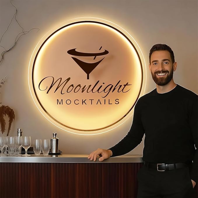 Custom Logo Business Neon Sign, Personalized Backlit Illuminated Sign for Business, Metal Floating Logo Signs for Wall Decor Store Beauty Salon Nail Hair Studio