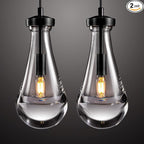 Raindrop Pendant Light Set of Two, Black Pendant Lights Kitchen Island, Pendant Lighting Tear Drops Pendant Light Fixtures, Pendant Lights for Kitchen Island Bedroom Bathroom, Included Bulb