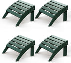 GREENVINES Adirondack-Ottoman | Set of 4 | HDPE Plastic | Outdoor Footrest | All Weather | Foot Rest | Foot Stool | Forest | for Adirondack Chair | for Patio Backyard Pool