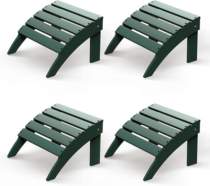 GREENVINES Adirondack-Ottoman | Set of 4 | HDPE Plastic | Outdoor Footrest | All Weather | Foot Rest | Foot Stool | Forest | for Adirondack Chair | for Patio Backyard Pool