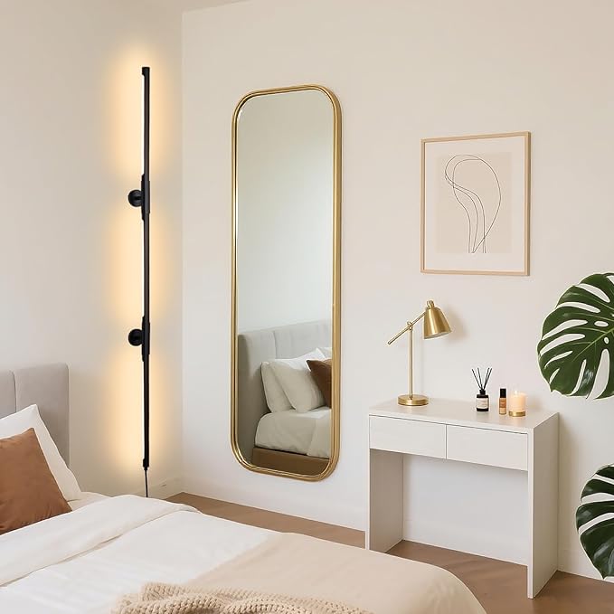 53.2 Inch Wall Lights, 360°Rotatable Wall Sconce, 3 Color Temperatures, Plug-in Dimmable Wall lamp for Bedroom, Living Room（1 Pack）