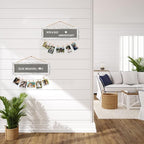 Picture Frames Hanging Display Wooden Board, Felt Letter Board with 340 Letters and 15 Clips, Photo Frames Collage Wall Decor for Family Birthday Mothers Day Party Gifts