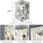 Luxury Marble Side Table,Square End Table for Modern Sofa and Bed, Living Room, Sofa, Bedroom（Calacatta Viola）