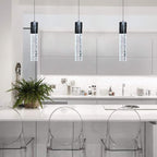 3 Lights Independent Kitchen Island Dining Room Lights Black Pendant Light Fixtures Linear Chandeliers 3 Pendant Lights for Kitchen Island Modern Pendant Light Fixtures, Day Light Bulbs Included