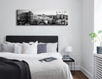 Las Vegas Skyline Wall Art for Living Room American Cityscape Canvas Prints Black and White City Bellagio Fountain Skyscraper Night View Panoramic Pictures Modern Building Poster Framed 13.8"X47.3"
