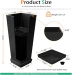 Tall Planters for Outdoor Plants, Large Resin Flower Pots with Saucers for Garden, Front Porch, Patio, Indoor - Set of 2 (Black, 30 inch - 2 Pack)