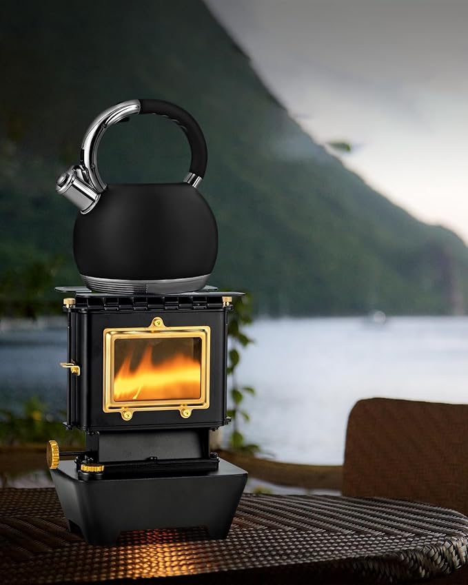 Camping Oil Lantern，Oil Lamp with Cooker Stove，Fuel Lamp for Outdoor，Portable Oil Lamp，Portable and Convenient for Heating and Cooking (Black)