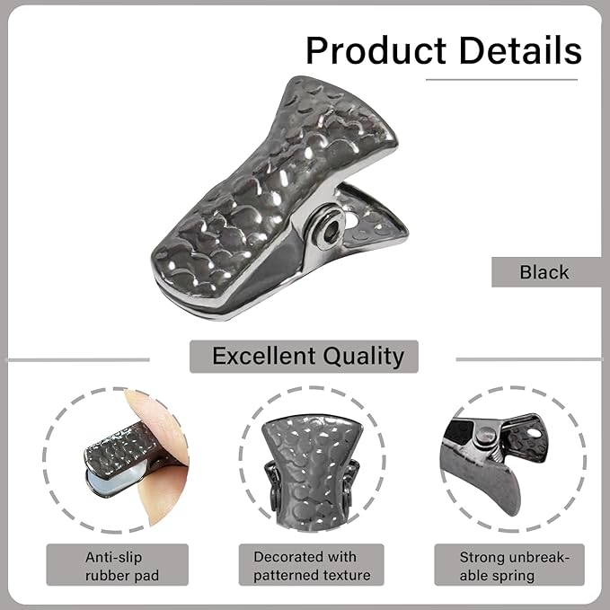 35 Pack Mini Metal Alligator Clips for Crafts Non-Slip Silicone-Coated Retro DIY Badge Small Spring Clips (Black)