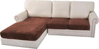 H.VERSAILTEX Velvet Stretch Sectional Couch Covers 3 Pieces Sofa Seat Cushion Covers L Shape Separate Couch Cover for Both Left/Right Sectional Couch (Large Sofa 2 Seater + 1 Chaise, Burnt Brick)