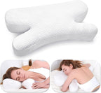 Side Sleeper Pillow Anti Wrinkle Aging Pillow Gel Shredded Memory Foam for Neck Pain Relief Pillow for Sleeping Side Back Stomach Sleeper Pillows (Regular White Style)