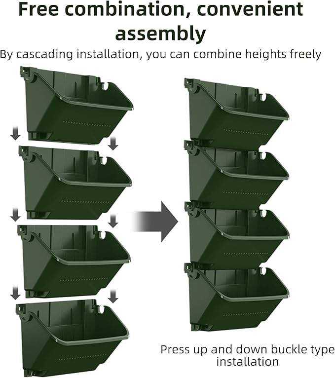 Self-Watering Wall-Mounted Planter Indoor/Outdoor Decor, Wall Planter Indoor Vertical Living Green PlantWall with 4 Pots Easy Installation 12.9''x5.5'' x26.7''