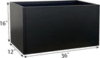 Steel Planter 36" x 12" x 16" Metal Rectangle Outdoor Planter Black Powder Coated Flower Box Metallic Heavy Pot Indoor & Outdoor, Commercial & Residential (L36 x W12 x D16, Black)