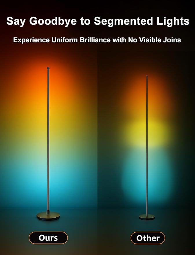Corner Floor Lamp, Smart RGBICW LED Corner Lamp with App and Remote Control, 16 Million DIY Colors, Music Sync, Modern LED Floor Lamp for Living Rooms, Bedrooms, and Gaming Rooms