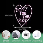 Do It For The Plot Neon Sign Dimmable Pink Words Neon Light for Wall Decor USB Led Heart Neon Light Sign for Bedroom Living Room Wedding Party Bar Neon Sign