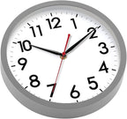 AKCISOT Wall Clock 10 Inch Silent Non-Ticking Modern Clocks Battery Operated - Analog Classic for Office, Home, Bathroom, Kitchen, Bedroom, School, Living Room(Gray)