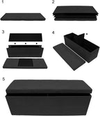 Sorbus Storage Ottoman Bench – for Living Room, Hallway, End of Bed, Bedroom Bench 43 in Large Folding Chest Seat Trunk w/Cover – Blankets, Coffee Table, Foot Rest– Tufted Velvet Linen Fabric (Black)