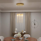 4-Light Pendant Lights Kitchen Island Mini Chandelier,Modern Gold Pendant Light with Remote Control,Teardrop Hanging Light Fixture for Dining Room Hallway