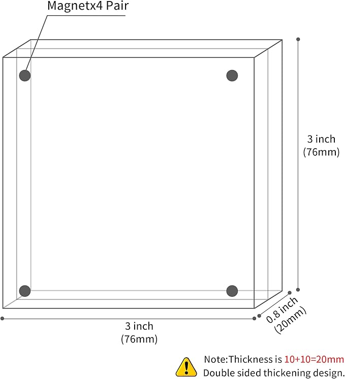 Acrylic Picture Frames 3x3, 3 x 3 inch picture frame for 3x3 or 2x2 Pictures, Clear Double Sided Thick Photo Frames Desktop Pictures Display Small Tips Holder