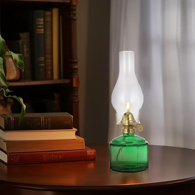 2 Pack Rustic Oil Lamp Large Vintage Glass Kerosene Lamp Chamber Oil Lamps for Indoor Use Home Decor Classic Old Hurricane Oil Lamp for Emergency Lighting 12.5''
