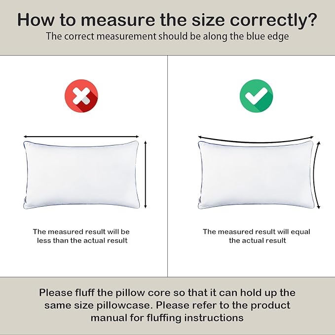 12 x 20 Pillow Insert Set of 2 Indoor Throw Pillow Insert,Rectangle Decorative Pillows Inserts, Throw Pillows for Couch, for Bed,White