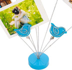 8-Branch Family Tree Picture Frame Holder, Card Photo Clips Holder Desk Stand for Memo Paper Note Photo Christmas Wedding Card Display (Blue Bird)