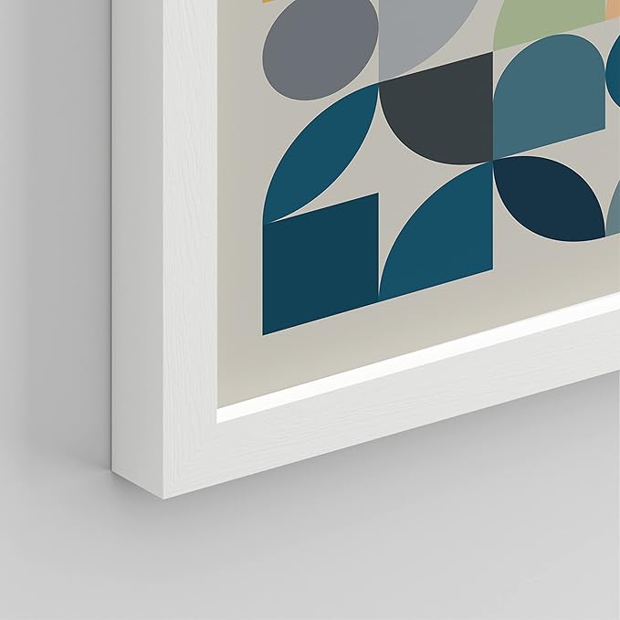 SIGNWIN Framed Mid-Century Modern Colorful Geometric Polygons Wall Art, Set of 4 Abstract Geometric Wall Decor Prints, Nature Wilderness Wall Décor for Living Room, Bedroom - 11"x14" White