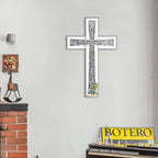 Aeveco Silver Mirrored Wall Cross 15×10 inch, Crystal Crush Diamond Cross for Wall, Living Room, Bedroom, Home Decor