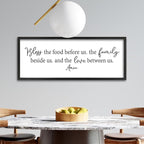 ZZJJHYWGQ Dining Room Bless The Food Before Us Wall Decor Kitchen Christian Sign 40"X15" Christian Grateful Farmhouse Large Catholic Wooden Frame Wall Hanging Art (Black)