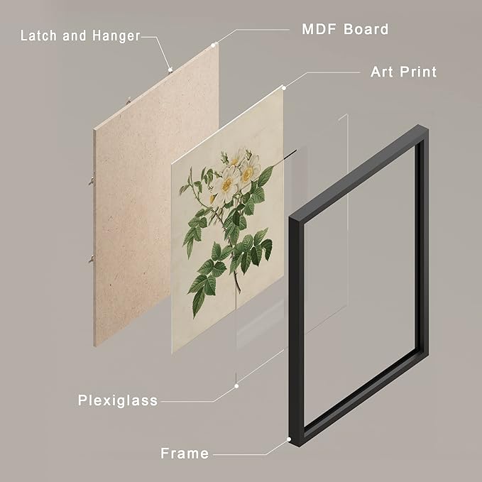 SIGNWIN Framed Vintage Colorful Wildflower Wall Art, Set of 4 Variety Floral Wall Decor Prints, Nature Wilderness Wall Décor for Living Room, Bedroom - 11"x14" Black