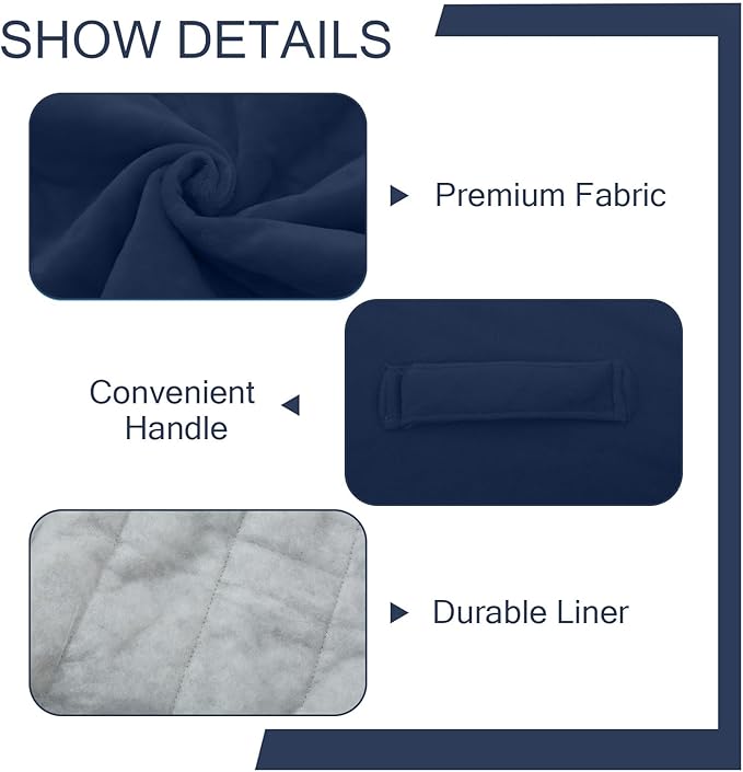 MeMoreCool Square Stuffed Pouf Ottoman Foot Rest, Floor Pouf Foot Stool with Foam Chunk Filling, Soft Stuffed Ottoman Footrest for Living Room, Navy