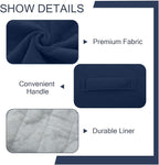 MeMoreCool Square Stuffed Pouf Ottoman Foot Rest, Floor Pouf Foot Stool with Foam Chunk Filling, Soft Stuffed Ottoman Footrest for Living Room, Navy