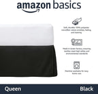 Amazon Basics Lightweight Pleated Bed Skirt, Queen, Black, Solid