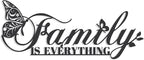 Family Signs Metal Wall Decor, Oppro Family Is Everything Word Sign with Butterfly for Home Decor, Black Art Plaque Letters for Living Room, Dining Room Bedroom Housewarming Mother's Day Father's Day Gift , 17”x6.3”