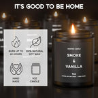 Smoke ＆ Vanilla Candle, 9oz Scented Candle for Men, Scented Candles for Home, Gifts for Men, Personalized Blessing Minimalist Men's Gifts