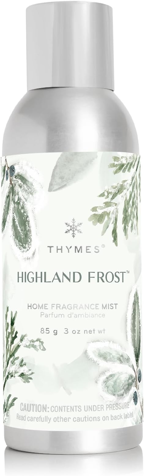 Thymes Home Fragrance Mist – Room Air Fresheners for Home Long Lasting – Air Freshener Spray – Holiday Room Spray with Crisp Notes of Sage, Eucalyptus, Cypress Needles & Amber (Highland Frost, 3 oz)