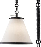 White Linen Pendant Lights for Kitchen Island Hemp Rope Black Hanging Pendant Light with Linen Lampshade 10in Transitional Pendant Light for Kitchen Sink Entryway Dining Room