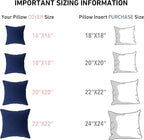 Leeden 22 x 22 Pillow Inserts (Set of 2) - Throw Pillow Inserts with 100% Cotton Cover - 22 Inch Square Decorative Pillows for Sofa, Couch, Bed and Home Decor