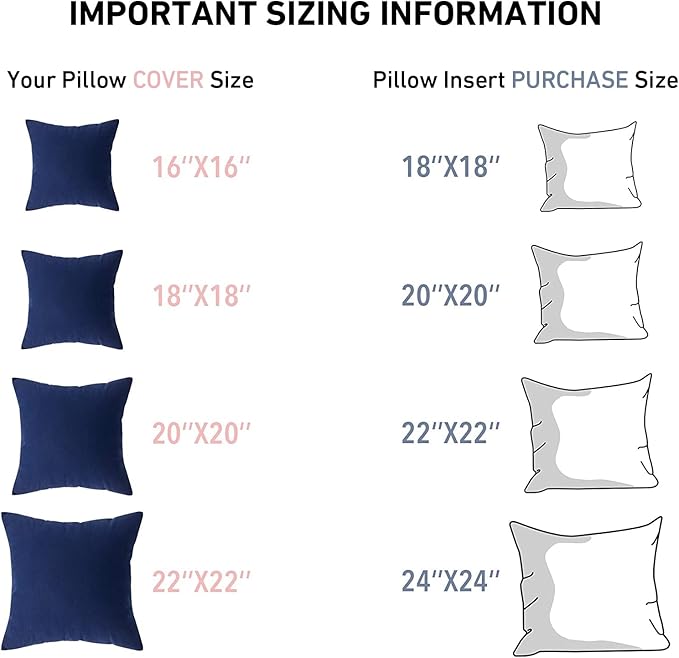 Leeden 16 x 16 Pillow Inserts (Set of 2) -Throw Pillow Inserts with 100% Cotton Cover - 16 Inch Square Decorative Pillows for Sofa, Couch, Bed and Home Decor