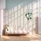 Madiffcult Macrame Wall Hanging Boho Wall Decor Woven Feather Wall Art Handmade Macrame Leaf Tapestry with Wooden Beads for Bedroom Living Room Nursery 16x27 Inch (Green)