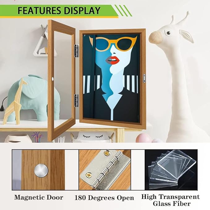 [4-Pack Kids Artwork Frames Changeable - Kids Art Frames Front Opening 8.5 x 11 Holds 150 Pics, Artwork Frames for Kids Art, Kids Art Frame Ideal for Portfolio, Pictures, Drawings (Wood)