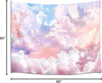HVEST Pink Cloud Tapestry Colorful Abstract Clouds Natural Landscape Tapestries Wall Hanging for Bedroom Living Room Teen Dorm Indie Decor Poster Blanket,80x60 Inches