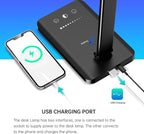 Ambertronix LED Desk Lamp with USB Charging Port, Dimmable Eye-Caring Reading Desk Light for Home, with 5 Brightness Level & 3 Lighting Modes, Touch Control, Auto Timer (Black)