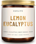 Scented Candles for Home - Lemon Eucalyptus Candle | Aromatherapy Candle Gift for Women & Men, Soy Candles for Home Scented - 7oz, Soy Wax