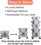 Vertical Planter 5 Tier Stackable Planters Garden Planters Strawberry Herb Flower and Vegetable Planter Indoor Outdoor Gardening Pots with Removable Wheels and Tools 2-Pack