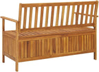 vidaXL 47.2" Patio Storage Bench, Solid Acacia Wood, Outdoor Garden Furniture with Ample Storage Space and Comfortable Seating