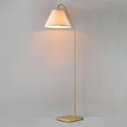 GLOBE Electric 61000147 62" Floor Lamp, Matte Brass, Beige Fabric Shade, On/Off Rotary Switch on Socket, 6-Foot Clear Cord, Reading Light, Bedroom, Living Room, Home Decor