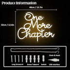 One More Chapter Neon Sign Read Books Neon Light Warm White Letter LED Signs for Wall Read Neon Lights Signs for Bedroom Study Reading Room Library Bookstore Classroom Decor Bookish Gifts
