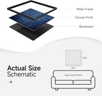 Framed Navy Blue Modern Abstract Wall Art, Canvas Paintings Artwork for Walls, Minimalist Blue Art Prints Pictures for Living Room, Hallway, Bedroom, Office, Bathroom Wall Decor -24x24 Inch